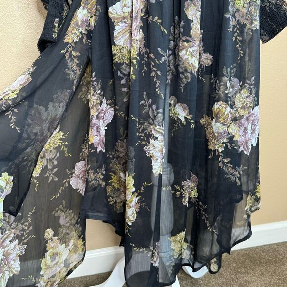 ASOS Drop Waist Floral Midi Fairy Goth Dress Size 6 - Picture 6 of 16